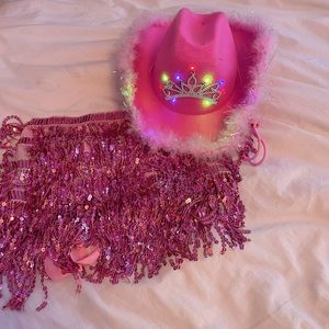 Preppy cowgirl hat and skirt! Halloween costume! Hot pink